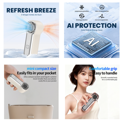 3(1) BSGIFTS Handheld Mini Turbo Fan 1200mAh - 10.1 x 4.4 x 3.9cm