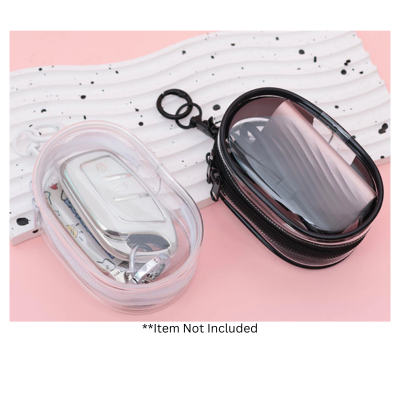 3(1) BSGIFTS Transparent Mini Storage Plastic Bag with Keychain Ring - 9.8(L) x 5.9(W) x 3.2cm(H)
