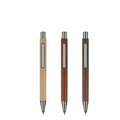 3(2) BSGIFTS ABS + Wooden Plastic Ball Gel Pen - 13.5 x 1.1 cm