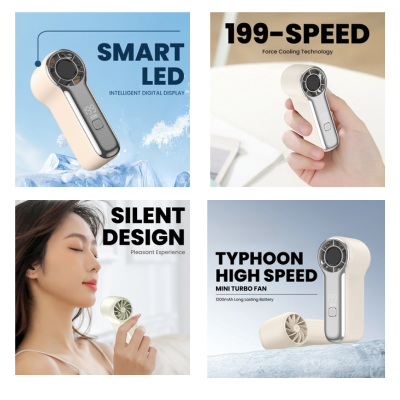 3(2) BSGIFTS Handheld Mini Turbo Fan 1200mAh - 10.1 x 4.4 x 3.9cm