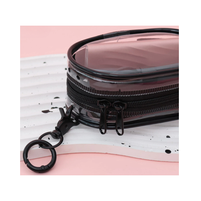 3(3) BSGIFTS Transparent Mini Storage Plastic Bag with Keychain Ring - 9.8(L) x 5.9(W) x 3.2cm(H)