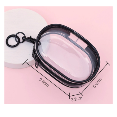 3(4) BSGIFTS Transparent Mini Storage Plastic Bag with Keychain Ring - 9.8(L) x 5.9(W) x 3.2cm(H)