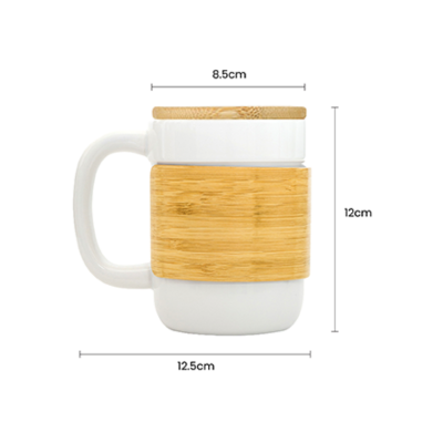 3(5) BSGIFTS Ceramic Mug with Bamboo Sleeve Lid - 430ml
