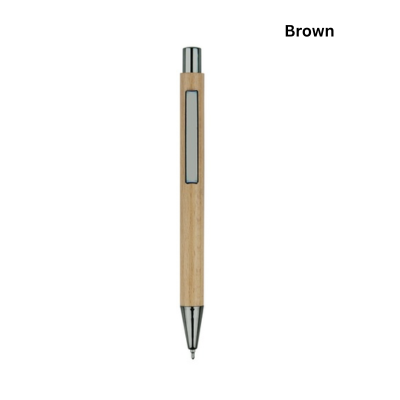 4(1) BSGIFTS ABS + Wooden Plastic Ball Gel Pen - 13.5 x 1.1 cm