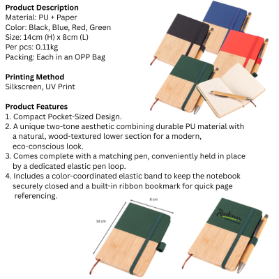 5 BSGIFTS Dual-Tone Eco Notebook Set - 14cm (H) x 8cm (L)