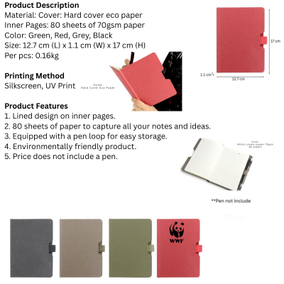 5 BSGIFTS Eco paper Hardcover Notebook - 12.7(L) x 1.1(W) x 17cm (H)