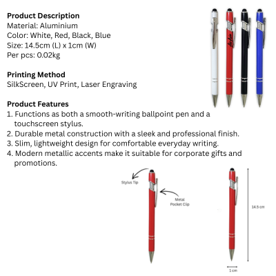 5 BSGIFTS Metal Stylus Ballpoint Pen