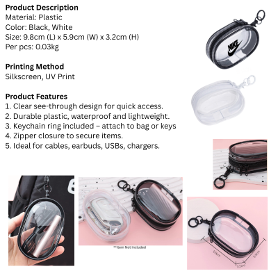 5 BSGIFTS Transparent Mini Storage Plastic Bag with Keychain Ring - 9.8(L) x 5.9(W) x 3.2cm(H)