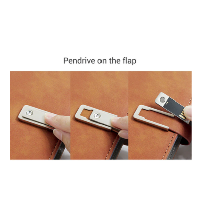 3(3) BSGIFTS A5 PU Leather Thread Sewn Planner with Pendrive on the flap