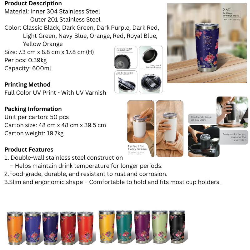 BS00045_Aurelia Hibiscus_Classic Tumbler - 600ml