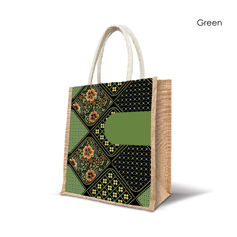 25049_Batik Harmony_Jute Bag_H30cm x L25cm x D15cm_Green
