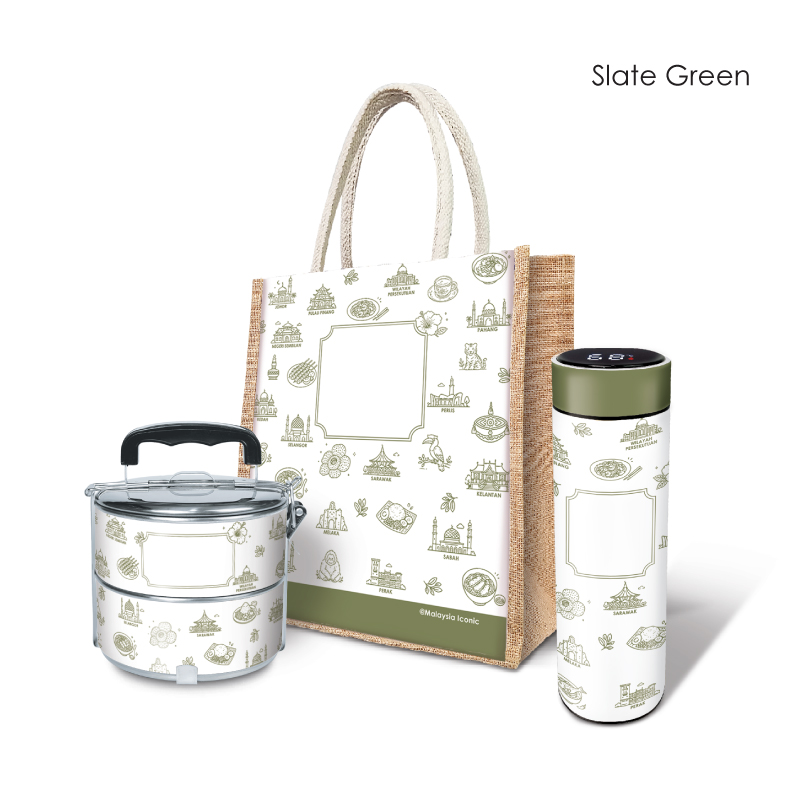 29104_3in1-Gift-Set_Jute-BagH30cm-LED-Flask-Tiffin_Malaysia-Iconic_Slate-Green