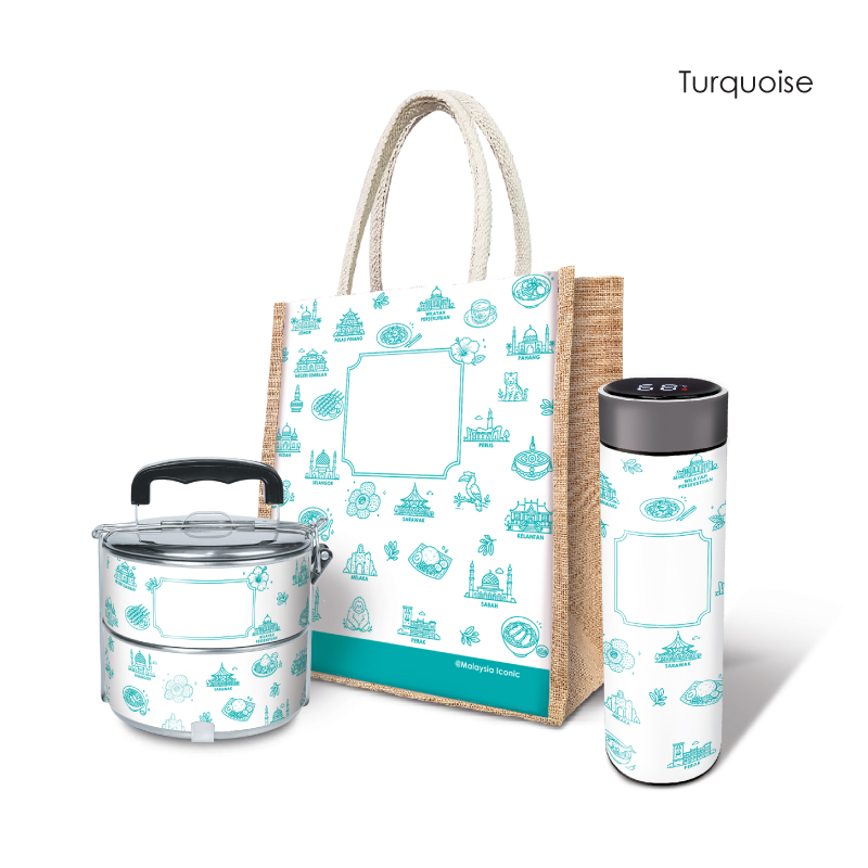 29104_3in1-Gift-Set_Jute-BagH30cm-LED-Flask-Tiffin_Malaysia-Iconic_Turquoise
