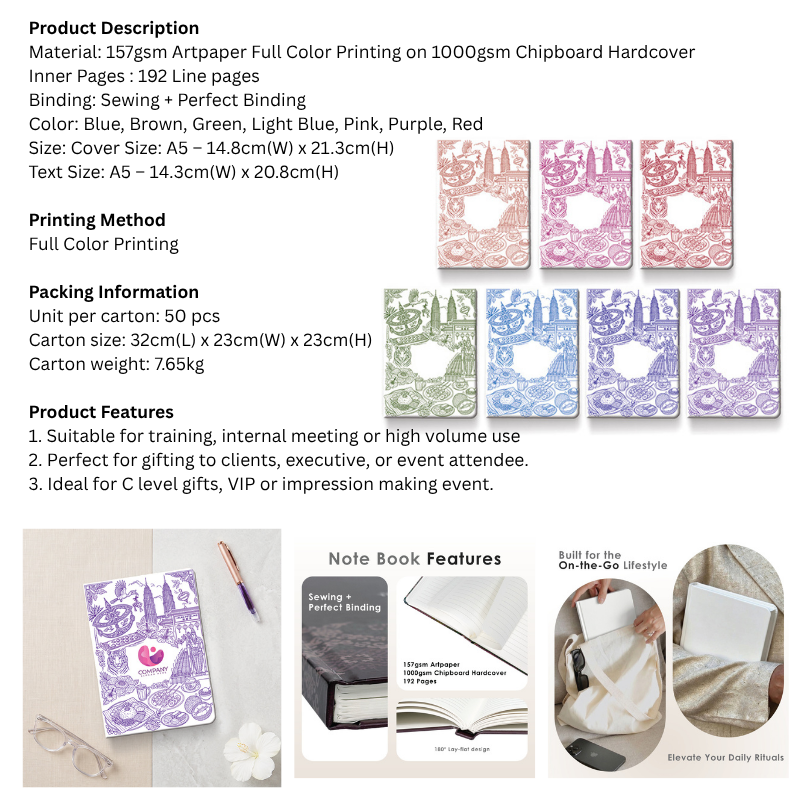 30085 Malaysia Culture Line Hardcover Notebook( custom made)