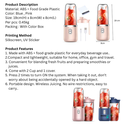 5 BSGIFTS ABS Portable Electric Blender Cup 400ml