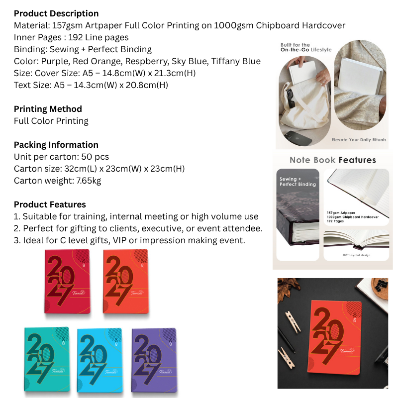30085 Future Line 2027 Hardcover Notebook( custom made)