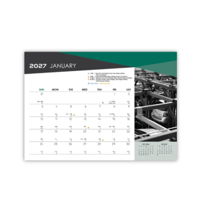 3(1) BSGIFTS A5 Industrial Theme Wire- O Desk Calendar