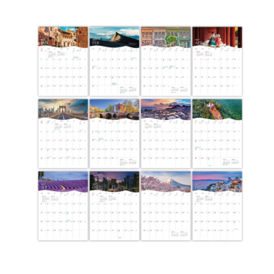 3(2) BSGIFTS A5 Travel Scenic Wire-O Desk Calendar