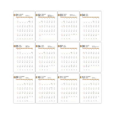 3(3) BSGIFTS A6 Eco Kraft Desktop Calendar with Sticky Notes & Pen