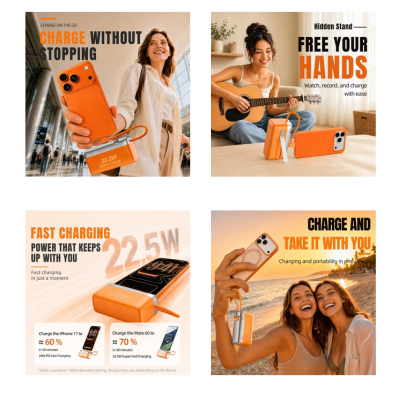 3(3) BSGIFTS Fast Charge Mini Capsule Power Bank - 12000mAh