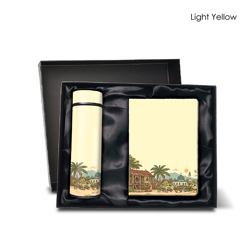 Notebook n Flask Gift Set-Kampung Nostalgia_Light Yellow
