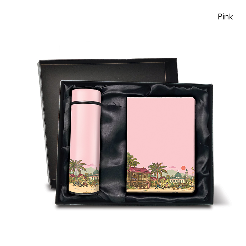Notebook n Flask Gift Set-Kampung Nostalgia_Pink