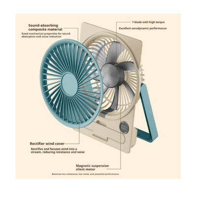 3(4) BSGIFTS ABS Portable Desk Table Slim Fan with Phone Holder