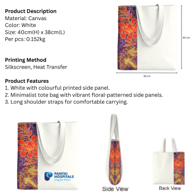 5 BSGIFTS 12Oz Canvas Vibrant floral-patterned Tote Bag