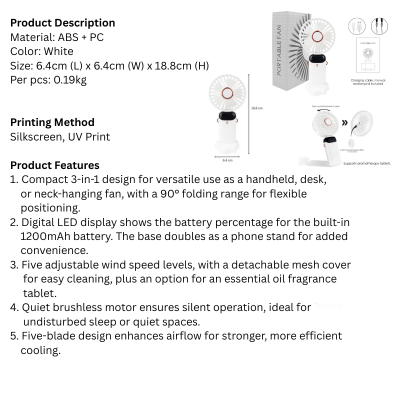 5 BSGIFTS ABS Portable Fan
