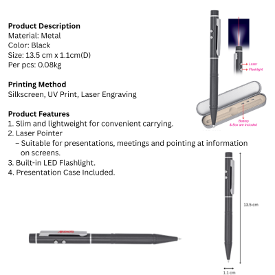5 BSGIFTS Laser Pointer Pen with LED Flashlight