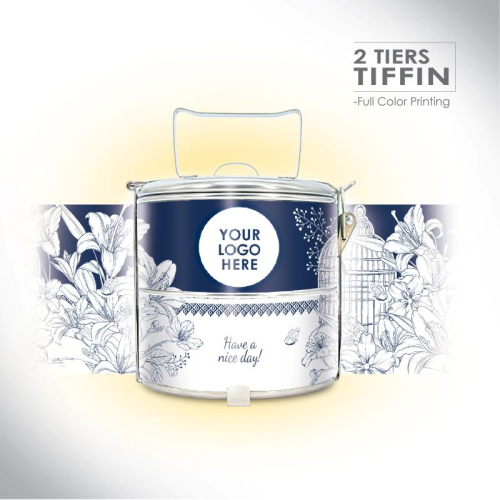 2 Tiers Stainless Steel SUS410 Tiffin Carrier (Full Color Printing)
