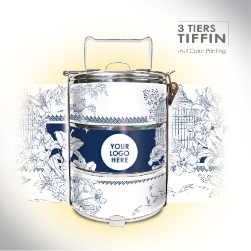 3 Tiers Stainless Steel SUS410 Tiffin Carrier ( Full Color  Printing)