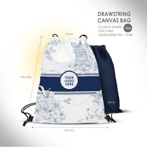 Canvas 12oz Drawstring Canvas Bag 33x44cm - Custom Made